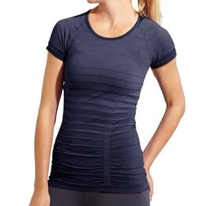 Athleta Gradient Stripe Fastest Track Tee in Navy